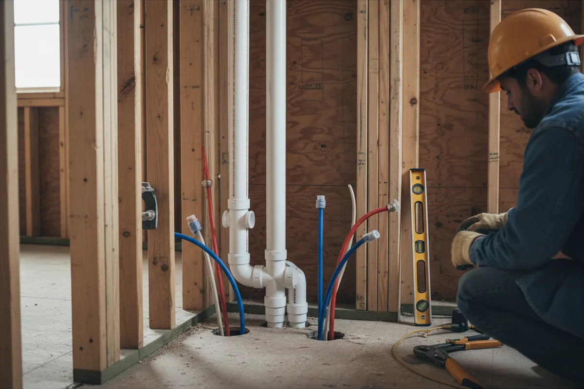 Drain and supply rough-in during Sump Pump Repair in Tualatin